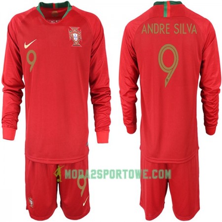 Koszulka Portugalia ANDRE SILVA 9 Dziecięcy Mistrzostwa Świata 2018 Domowe Stroje Piłkarskie Długi Rękaw